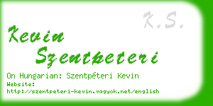 kevin szentpeteri business card